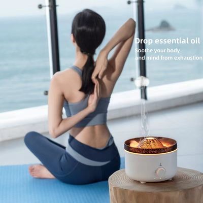 아로마테라피 및 스트레스 해소를 위한 7색 LED 조명이 포함된 고요한 수면 불꽃 가습기