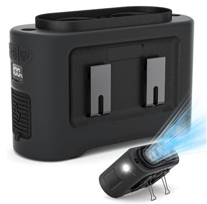 Socool 팬 14500mAh 휴대용 충전식 팬이있는 ABS BODY 실리콘 재킷 망간 스틸 후크 및 브래킷 4 속도 레벨 클립 허리 팬